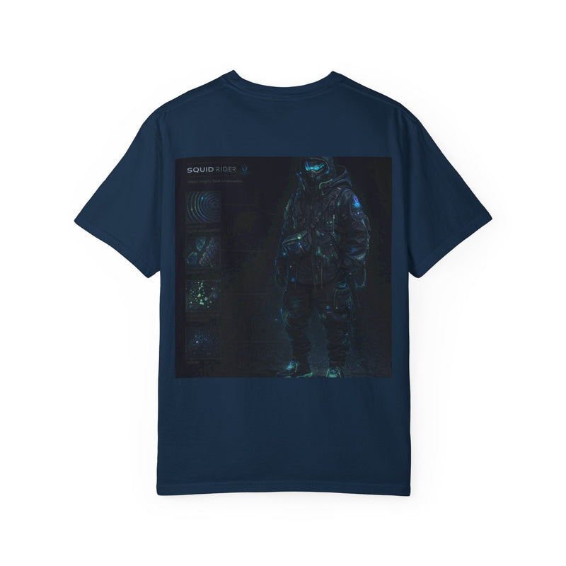 Load image into Gallery viewer, Astronaut Graphic T-Shirt — Minimal Front Squid Logo &amp; Moody Space Back Print
