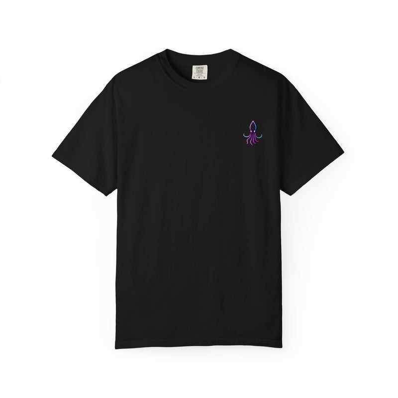 Load image into Gallery viewer, Astronaut Graphic T-Shirt — Minimal Front Squid Logo &amp; Moody Space Back Print
