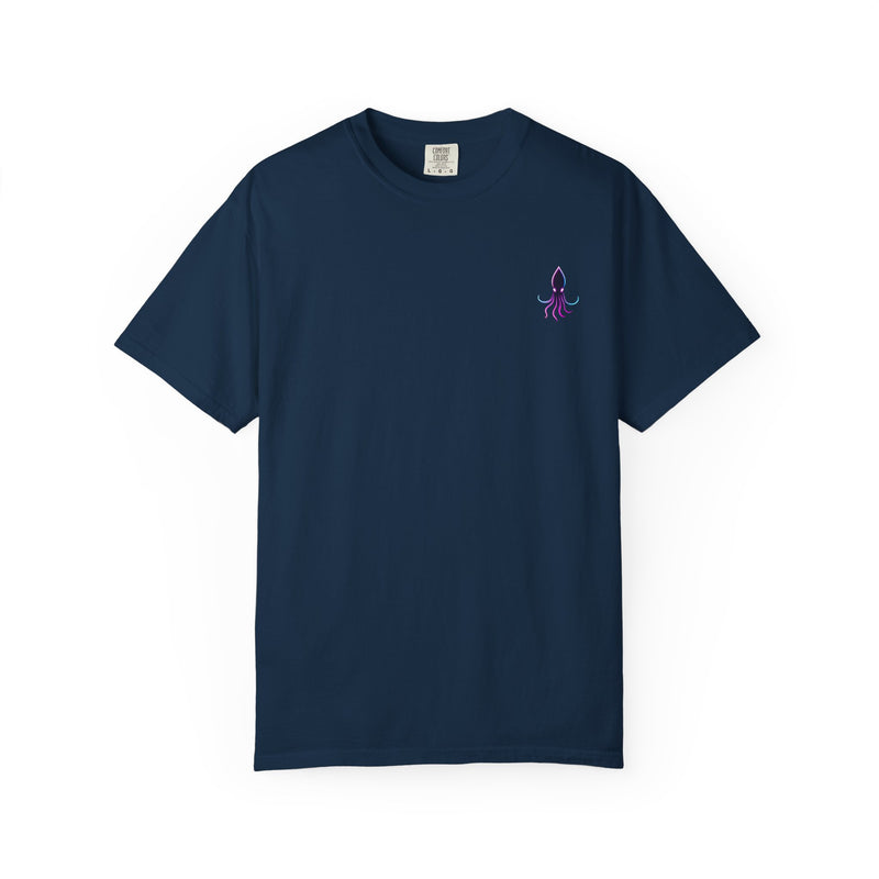 Load image into Gallery viewer, Astronaut Graphic T-Shirt — Minimal Front Squid Logo &amp; Moody Space Back Print
