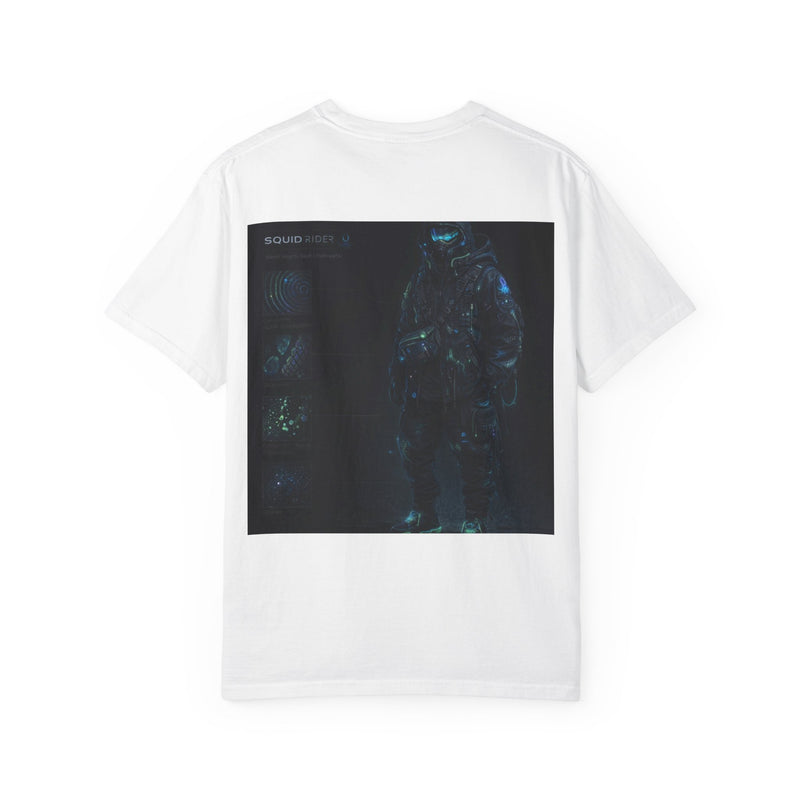 Load image into Gallery viewer, Astronaut Graphic T-Shirt — Minimal Front Squid Logo &amp; Moody Space Back Print
