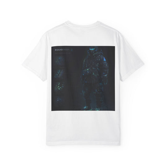 Astronaut Graphic T-Shirt — Minimal Front Squid Logo & Moody Space Back Print