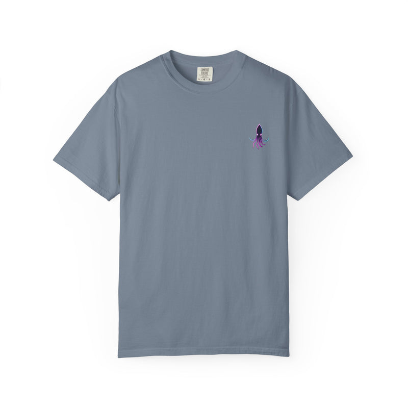 Load image into Gallery viewer, Astronaut Graphic T-Shirt — Minimal Front Squid Logo &amp; Moody Space Back Print

