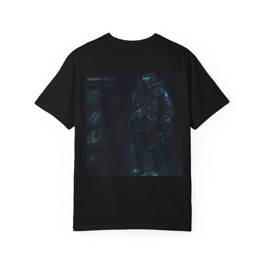 Astronaut Graphic T-Shirt — Minimal Front Squid Logo & Moody Space Back Print